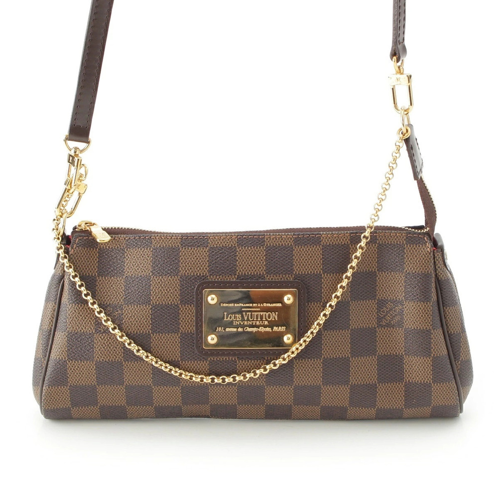 Louis Vuitton Damier Eva Pouch Clutch Shoulder Bag Brown